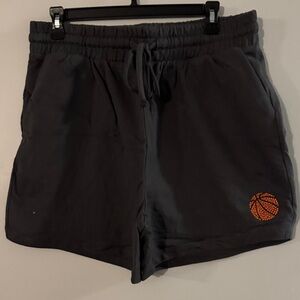 Gray Women's Shorts with Orange Detail